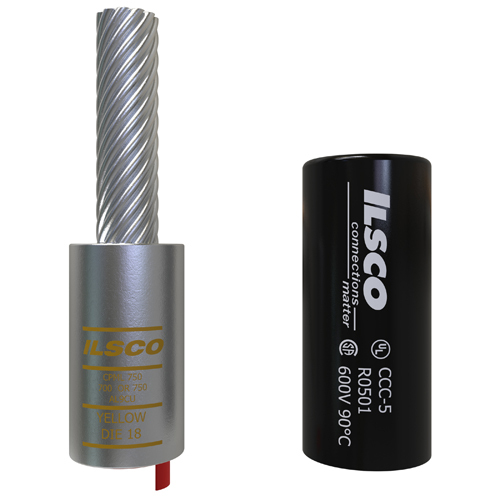 CPML-750 ClearChoice Dual Rated Pigtail Adapter With Insulating Cover, 700 to 750 kcmil Conductor, Die Code: 18, 0.814 in Dia x 3 in L Pin, Aluminum/Copper