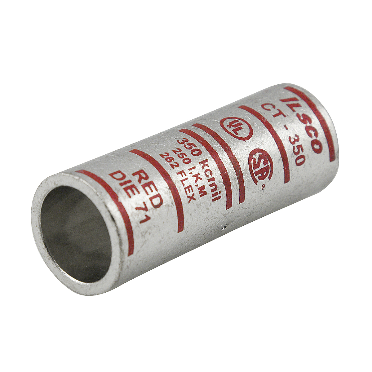 CT-1/0 SureCrimp CT Series Short Barrel Compression Sleeve, 1/0 AWG Copper Conductor, Die Code: I-42, 1-7/8 in L, Copper