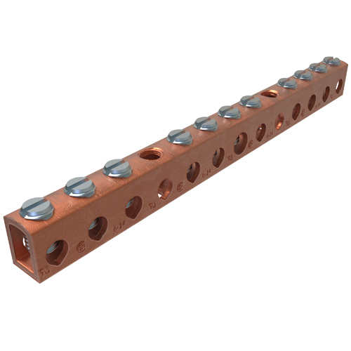 D167-10 ClearChoice Mechanical Neutral Bar, 5-1/8 in L x 11/32 in W x 3/4 in H, 2 kV AC
