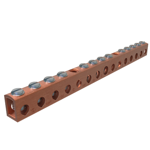 D167-12 ClearChoice Mechanical Neutral Bar, 5-15/16 in L x 11/32 in W x 3/4 in H, 2 kV AC