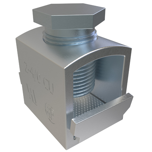 D-2740 ClearChoice Type CO-PP Compact Box Mechanical Lug With Pressure Plate, 4/0 to 2 AWG Copper Conductor, 1 Bolt Hole, Copper
