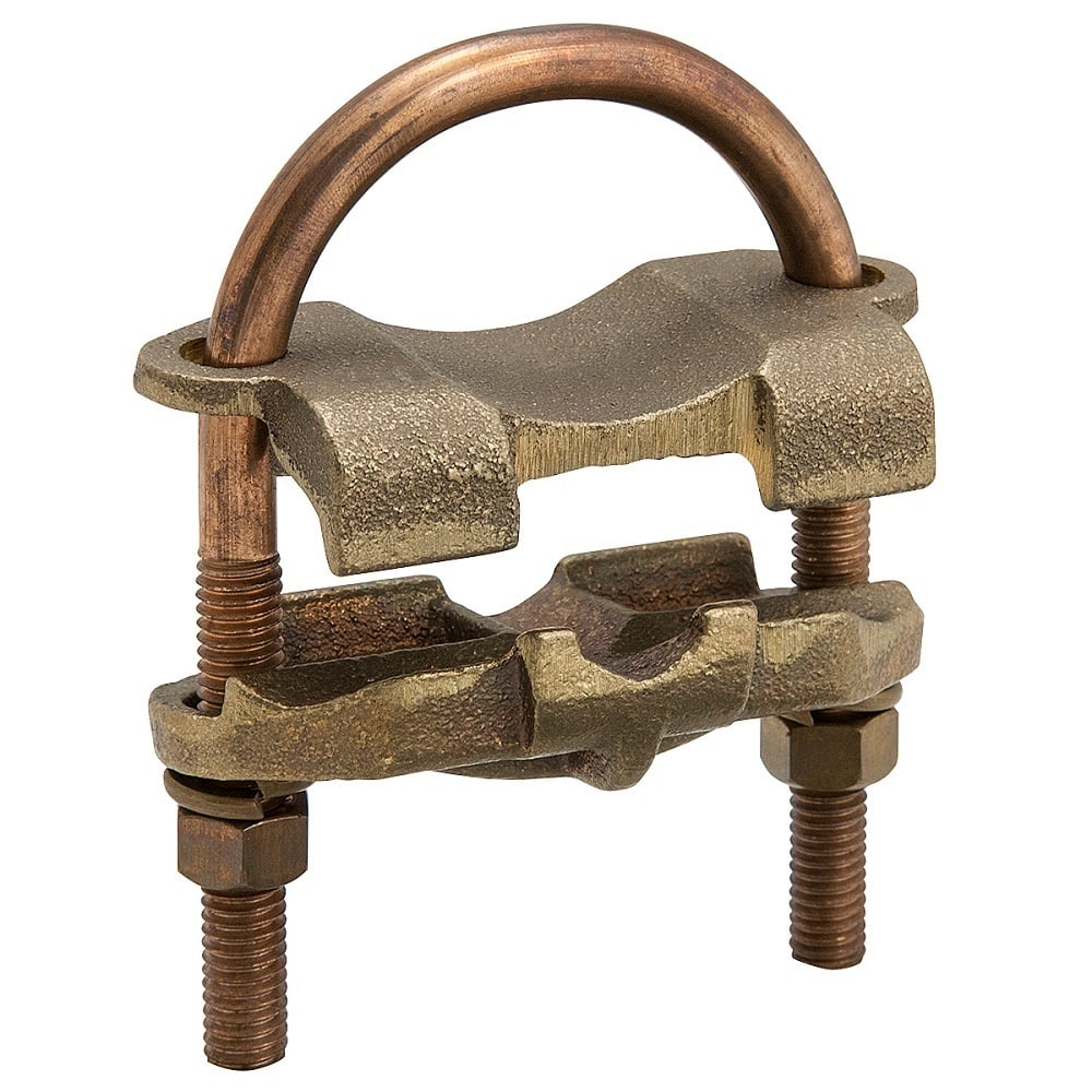 GPL-33 ClearChoice Type GPL U-Bolt Ground Clamp, 2 to 2-3/8 in Rod, 4 to 2/0 AWG Conductor, Cast Bronze