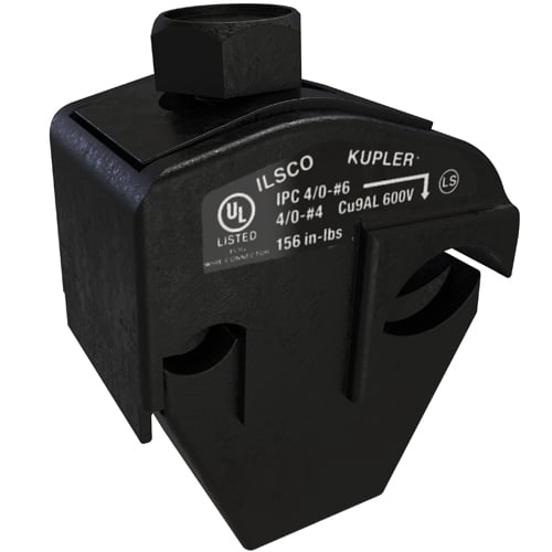 IPC-4/0-6 KUP-L-Tap Type IPC Dual Rated Insulation Piercing Connector, 4 to 4/0 AWG Aluminum/Copper Conductor, 1/2 in, Copper