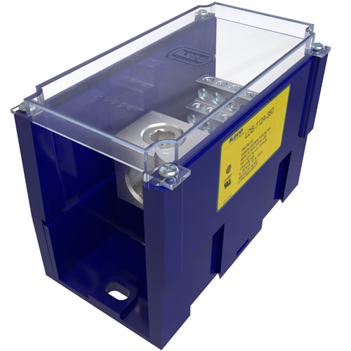 LDB-112A-350 Snapbloc Type LDB Dual Rated Mechanical Power Distribution Block With Clear Cover, 600 V AC, 310 A, 1 Pole, 6 AWG to 350 kcmil, 14 to 4 AWG Wire, Aluminum