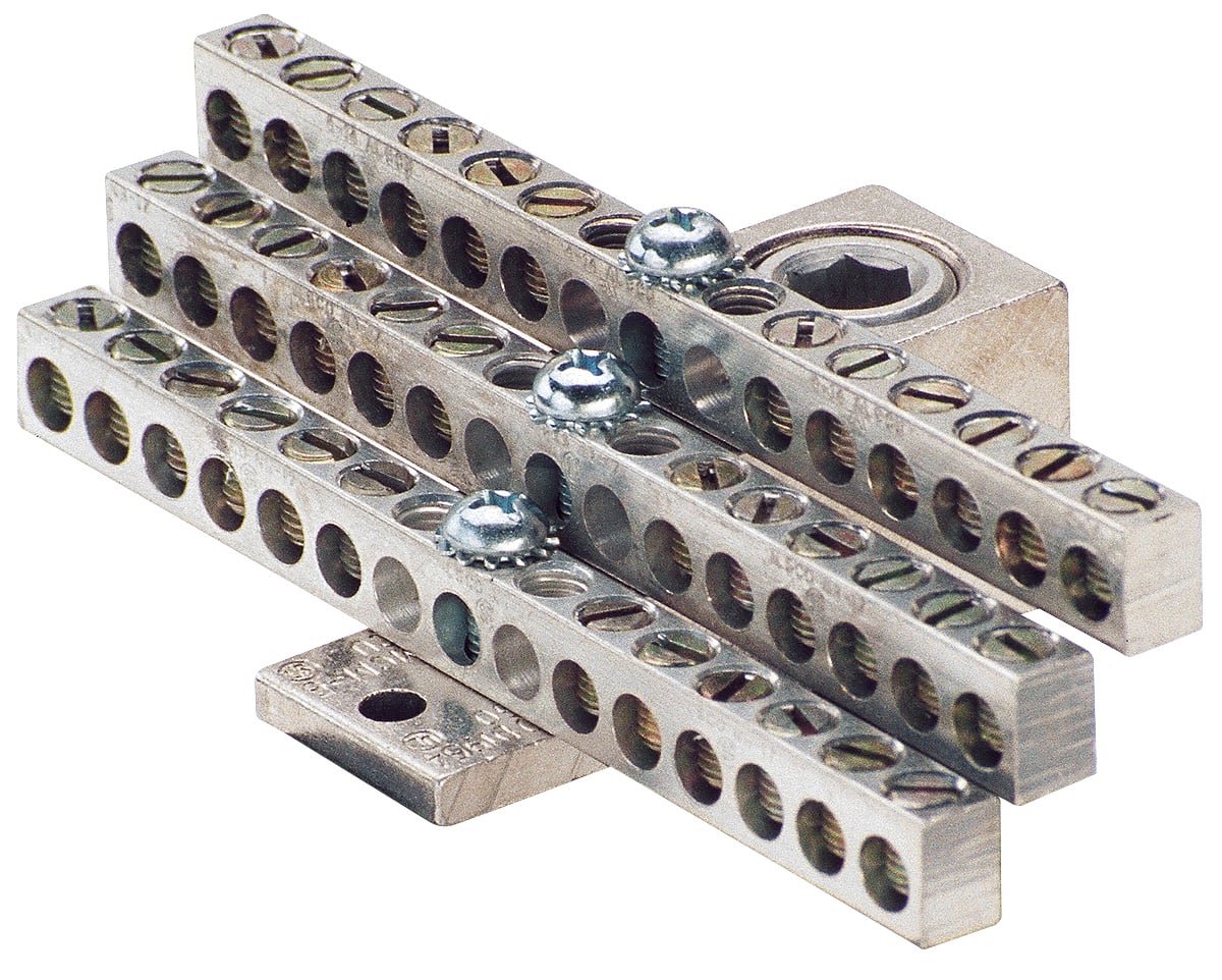 NB-350-12-W/R16 ClearChoice Dual Rated Mechanical Neutral Bar, 4.7188 in L x 2.5313 in W x 2.54 in H, 600 V AC