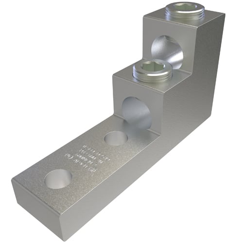 PB2-600-2N ClearChoice Type PB Dual Rated Panelboard Stack Lug, 2 AWG to 600 kcmil, 1/2 in Bolt/Stud, 1-3/4 in Hole Spacing, For Use With Aluminum or Copper Conductor