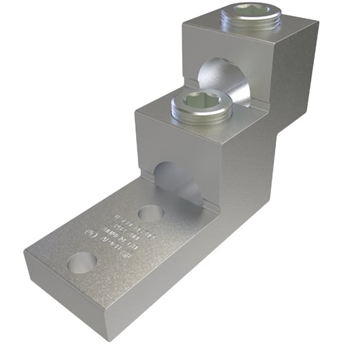 PB2-750 ClearChoice Type PB Dual Rated Panelboard Stack Lug, 1/0 AWG to 750 kcmil, 3/8 in Bolt/Stud, 1-3/8 in Hole Spacing, For Use With Aluminum or Copper Conductor