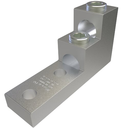 PB2-750-2N ClearChoice Type PB Dual Rated Panelboard Stack Lug, 1/0 AWG to 750 kcmil, 1/2 in Bolt/Stud, 1-3/4 in Hole Spacing, For Use With Aluminum or Copper Conductor