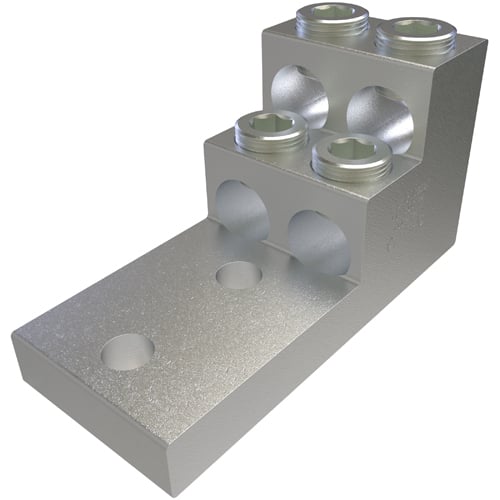PB4-600-2N ClearChoice Type PB Dual Rated Panelboard Stack Lug, 2 AWG to 600 kcmil, 1/2 in Bolt/Stud, 1-3/4 in Hole Spacing, For Use With Aluminum or Copper Conductor