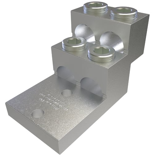 PB4-750 ClearChoice Type PB Dual Rated Panelboard Stack Lug, 1/0 AWG to 750 kcmil, 3/8 in Bolt/Stud, 1-3/8 in Hole Spacing, For Use With Aluminum or Copper Conductor