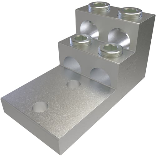 PB4-750-2N ClearChoice Type PB Dual Rated Panelboard Stack Lug, 1/0 AWG to 750 kcmil, 1/2 in Bolt/Stud, 1-3/4 in Hole Spacing, For Use With Aluminum or Copper Conductor