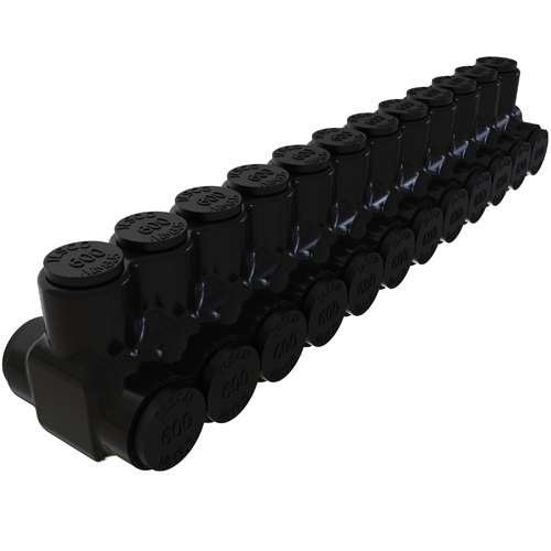 PBTD-12-500 NIMBUS Type PBTD 2-Sided Entry 12-Port Dual Rated Insulated Multi-Tap Connector, Aluminum/Copper Conductor, Aluminum