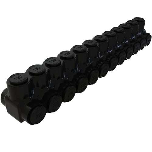 PBTD-12-750 NIMBUS Type PBTD 2-Sided Entry 12-Port Dual Rated Insulated Multi-Tap Connector, Aluminum/Copper Conductor, Aluminum
