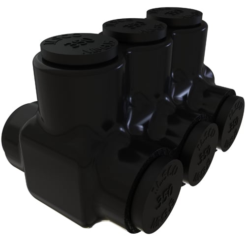 PBTD-3-350 NIMBUS Type PBTD 2-Sided Entry 3-Port Dual Rated Insulated Multi-Tap Connector, Aluminum/Copper Conductor, Aluminum