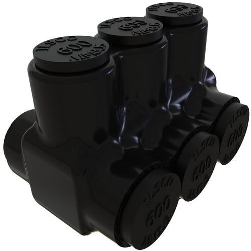 PBTD-3-500 NIMBUS Type PBTD 2-Sided Entry 3-Port Dual Rated Insulated Multi-Tap Connector, Aluminum/Copper Conductor, Aluminum