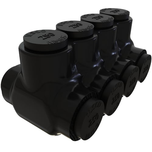 PBTD-4-250 NIMBUS Type PBTD 2-Sided Entry 4-Port Dual Rated Insulated Multi-Tap Connector, Aluminum/Copper Conductor, Aluminum