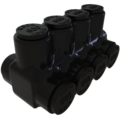 PBTD-4-500 NIMBUS Type PBTD 2-Sided Entry 4-Port Dual Rated Insulated Multi-Tap Connector, Aluminum/Copper Conductor, Aluminum