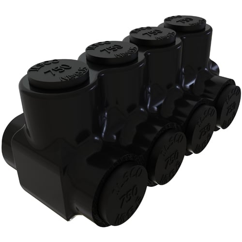 PBTD-4-750 NIMBUS Type PBTD 2-Sided Entry 4-Port Dual Rated Insulated Multi-Tap Connector, Aluminum/Copper Conductor, Aluminum