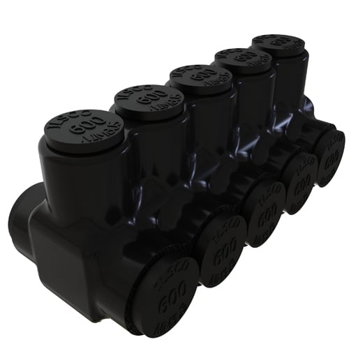 PBTD-5-500 NIMBUS Type PBTD 2-Sided Entry 5-Port Dual Rated Insulated Multi-Tap Connector, Aluminum/Copper Conductor, Aluminum