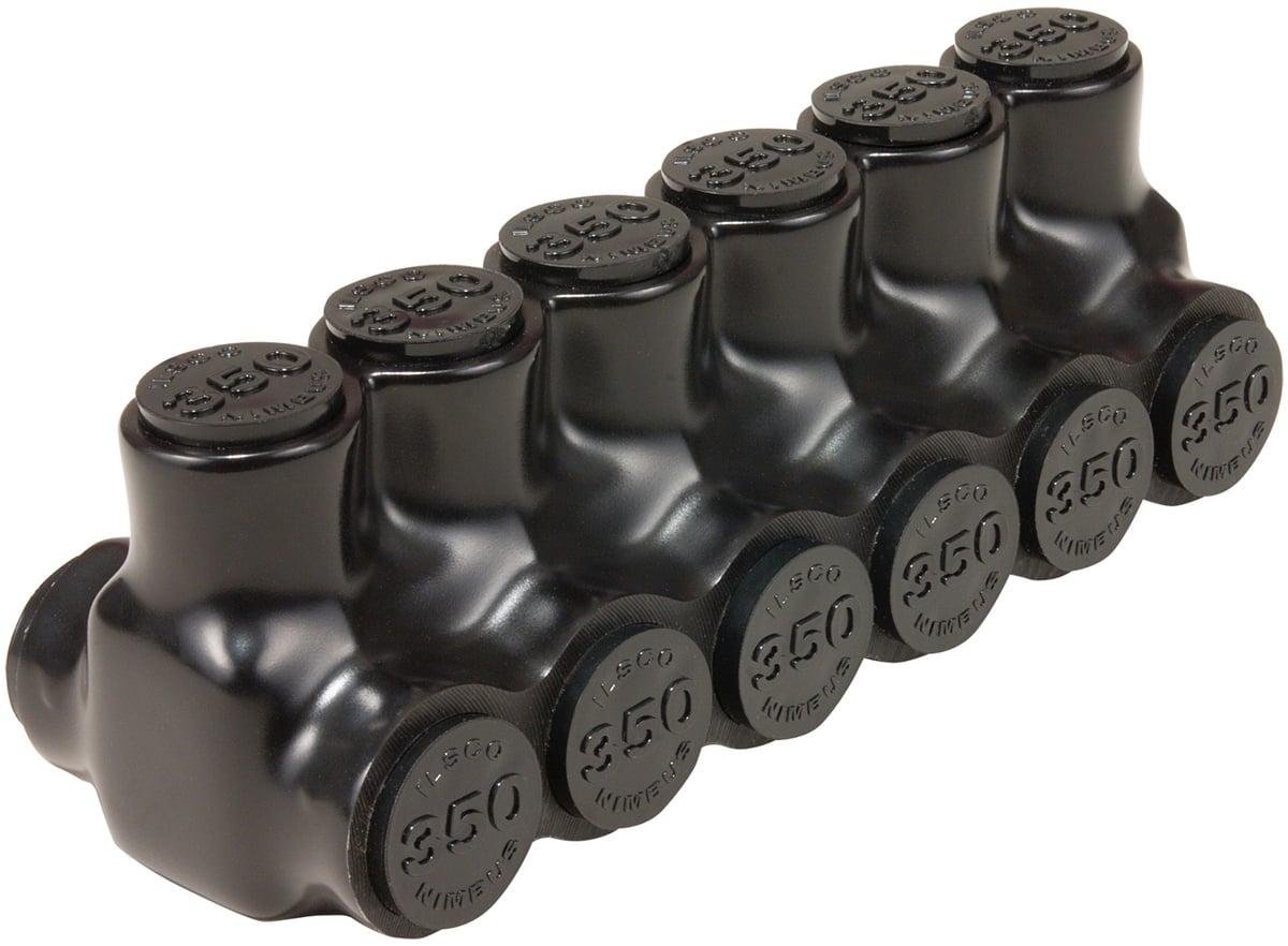 PBTD-6-1/0 NIMBUS Type PBTD 2-Sided Entry 6-Port Dual Rated Insulated Multi-Tap Connector, Aluminum/Copper Conductor, Aluminum