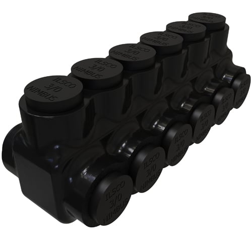 PBTD-6-3/0 NIMBUS Type PBTD 2-Sided Entry 6-Port Dual Rated Insulated Multi-Tap Connector, Aluminum/Copper Conductor, Aluminum