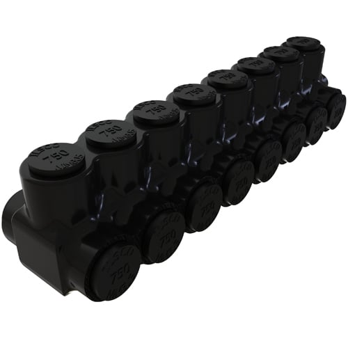 PBTD-8-750 NIMBUS Type PBTD 2-Sided Entry 8-Port Dual Rated Insulated Multi-Tap Connector, Aluminum/Copper Conductor, Aluminum