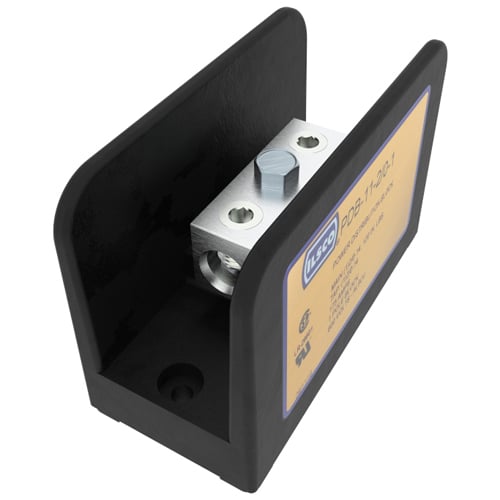 PDB-11-2/0-1 ClearChoice Type PDB Dual Rated Power Distribution Block, 600 V AC, 175 A, 1 Pole, 14 to 2/0 AWG Wire, Aluminum Alloy