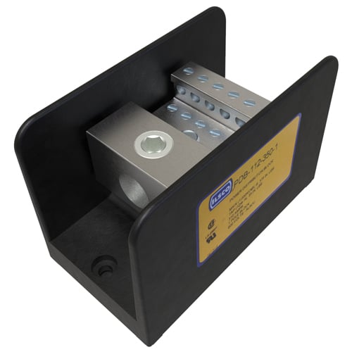 PDB-112-350-1 ClearChoice Type PDB Dual Rated Power Distribution Block, 600 V AC, 310 A, 1 Pole, 6 AWG to 350 kcmil, 14 to 4 AWG Wire, Aluminum Alloy