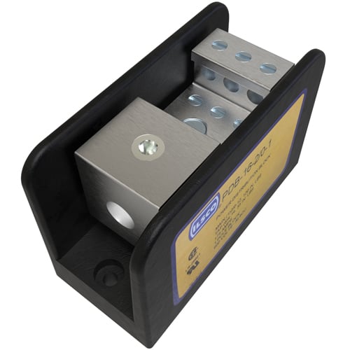 PDB-16-2/0-1 ClearChoice Type PDB Dual Rated Power Distribution Block, 600 V AC, 175 A, 1 Pole, 12 to 2/0 AWG, 14 to 4 AWG Wire, Aluminum Alloy
