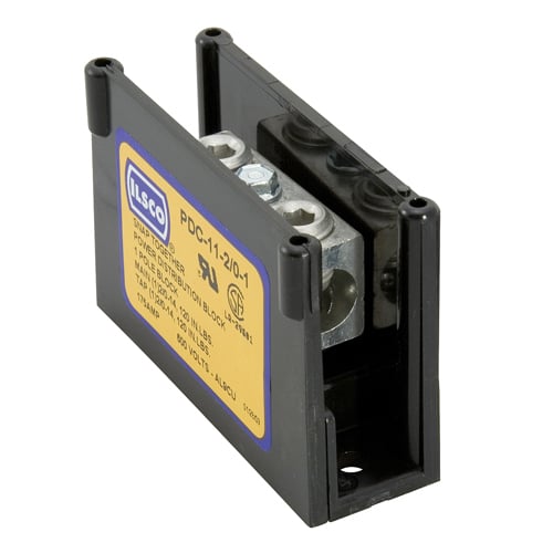 PDC-11-2/0-1 ClearChoice Type PDC Dual Rated Small Power Distribution Block, 600 V AC, 175 A, 1 Pole, 14 to 2/0 AWG Wire, Aluminum Alloy