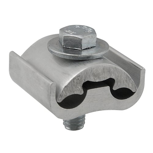 PG402-S-Z ClearChoice Double Dual Rated Mechanical Parallel Groove Clamp, 4/0 AWG Main/Run, Aluminum/Copper Conductor, 2 AWG Tap, 3/8 in, Aluminum Alloy