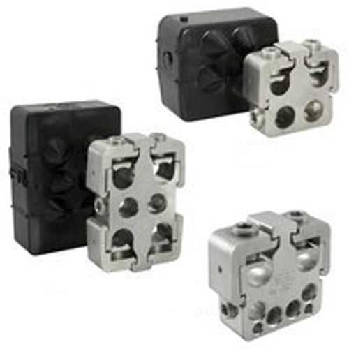 PTA2-500-500-W/C ClearChoice Type PTA 2-Conductor Dual Rated Lay-In Multi-Tap Connector With Insulating Cover, Aluminum/Copper Conductor, 250 to 500 kcmil Run/Main, 4 AWG to 500 kcmil Tap, Aluminum