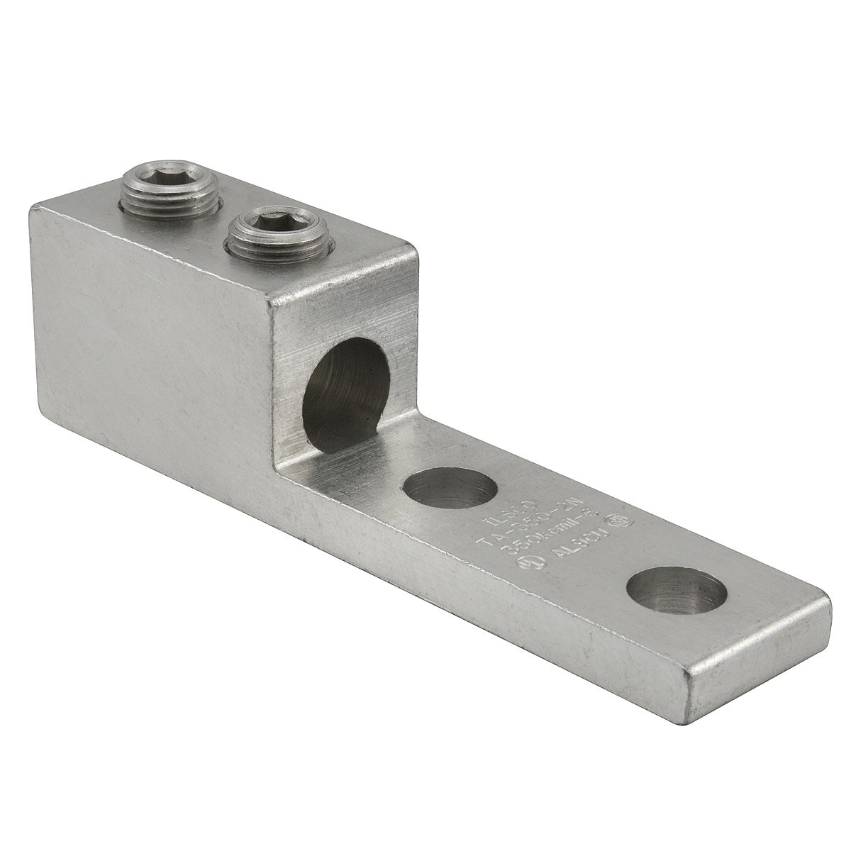 TA-1000-2N ClearChoice 1-Conductor Dual Rated Mechanical Terminal Lug, 350 to 1000 kcmil Aluminum/Copper Conductor, 1/2 in Stud, 2 Bolt Holes, 6061-T6 Aluminum Alloy