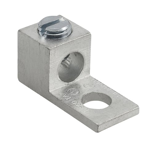 TA-2 ClearChoice Dual-Rated Mechanical Lug, 14 to 2 AWG Aluminum/Copper Conductor, 1/4 in Stud, 1 Bolt Holes, Aluminum