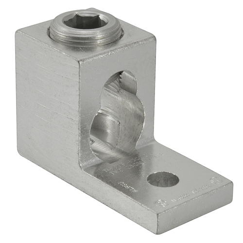 TA-500-S ClearChoice 1-Conductor Dual Rated Mechanical Terminal Lug, 4 AWG to 600 kcmil Aluminum/Copper Conductor, 3/8 in Stud, 1 Bolt Hole, 6061-T6 Aluminum Alloy