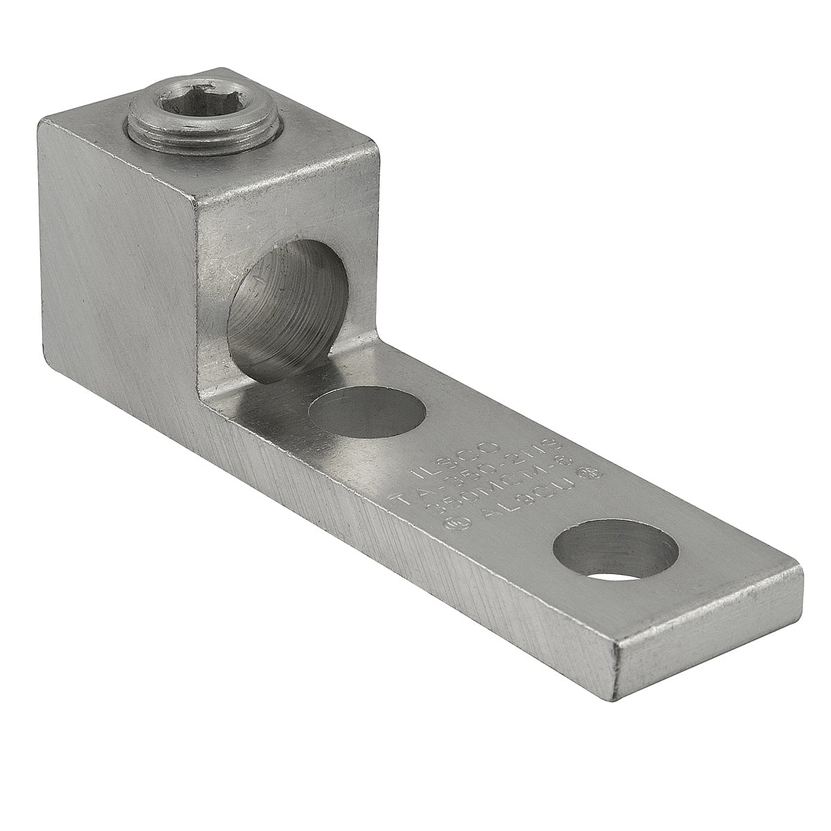 TA-800-2NS ClearChoice 1-Conductor Dual Rated Mechanical Terminal Lug, 300 to 800 kcmil Aluminum/Copper Conductor, 1/2 in Stud, 1 Bolt Hole, 6061-T6 Aluminum Alloy