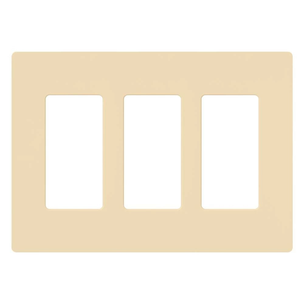 CW-3-IV Claro Wall Plate for Decorator/Designer Paddle Switches and Dimmers, 3 Gang, Gloss, Ivory