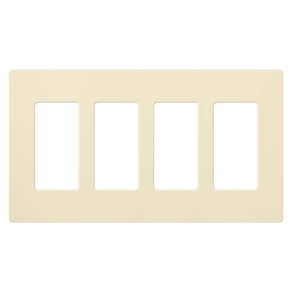 CW-4-AL Claro Wall Plate for Decorator/Designer Paddle Switches and Dimmers, 4 Gang, Gloss, Almond