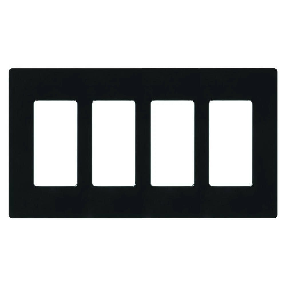 CW-4-BL Claro Wall Plate for Decorator/Designer Paddle Switches and Dimmers, 4 Gang, Gloss, Black