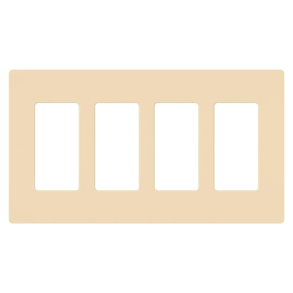 CW-4-IV Claro Wall Plate for Decorator/Designer Paddle Switches and Dimmers, 4 Gang, Gloss, Ivory