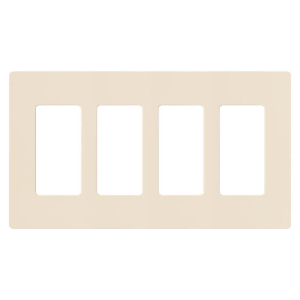 CW-4-LA Claro Wall Plate for Decorator/Designer Paddle Switches and Dimmers, 4 Gang, Gloss, Light Almond