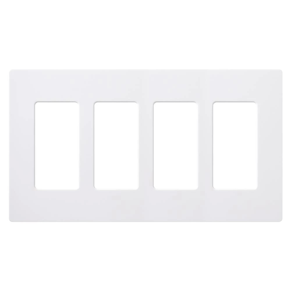 CW-4-WH Claro Wall Plate for Decorator/Designer Paddle Switches and Dimmers, 4 Gang, Gloss, White