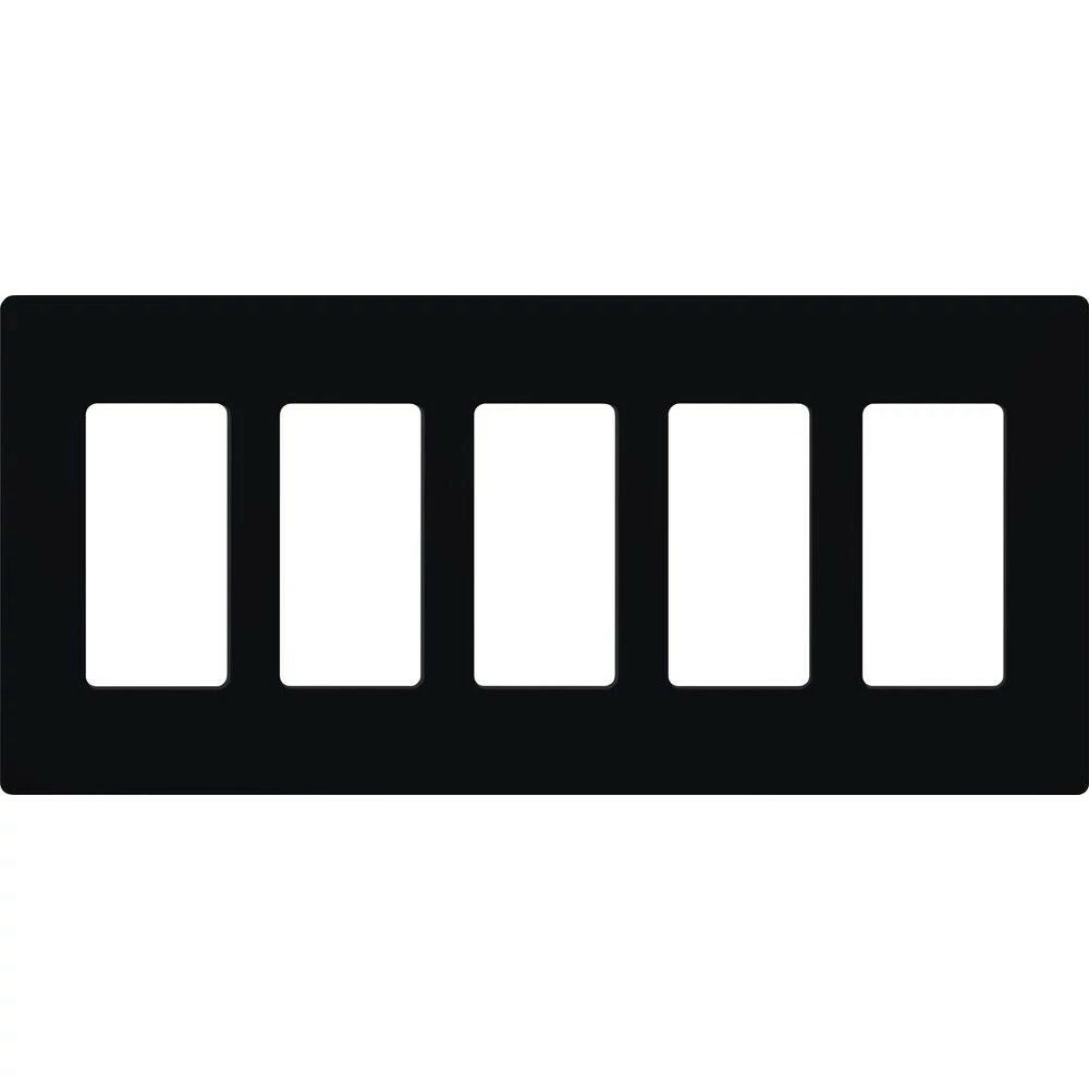 Claro Wallplate, Gloss Finish, Five-gang in black