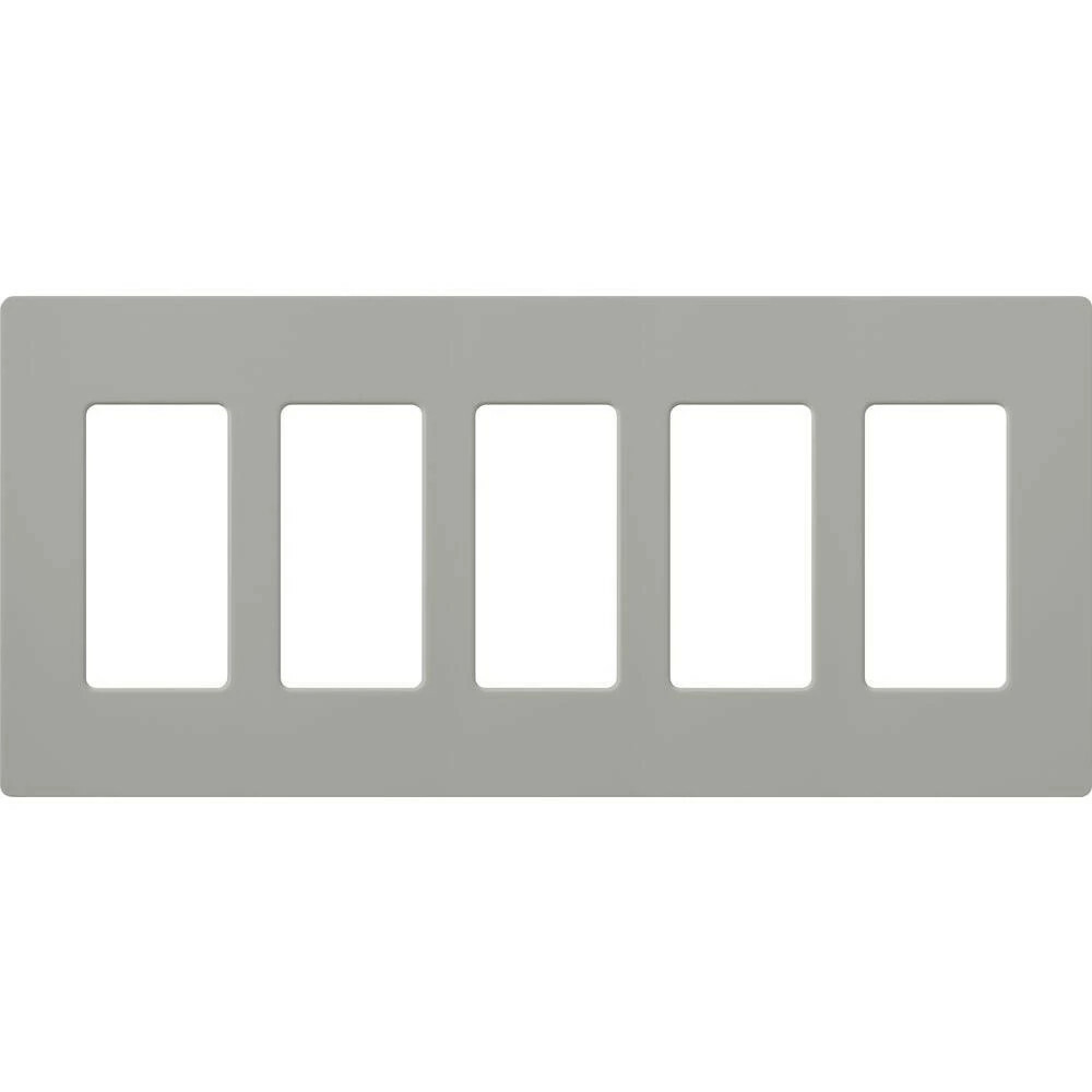 CW-5-GR Claro Wall Plate for Decorator/Designer Paddle Switches and Dimmers, 5 Gang, Gloss, Gray