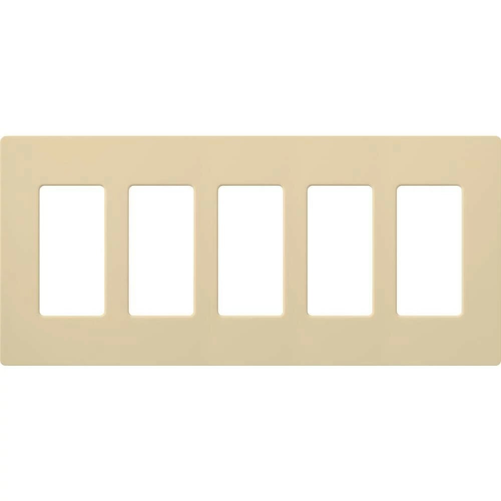 Claro Wallplate, Gloss Finish, Five-gang in ivory