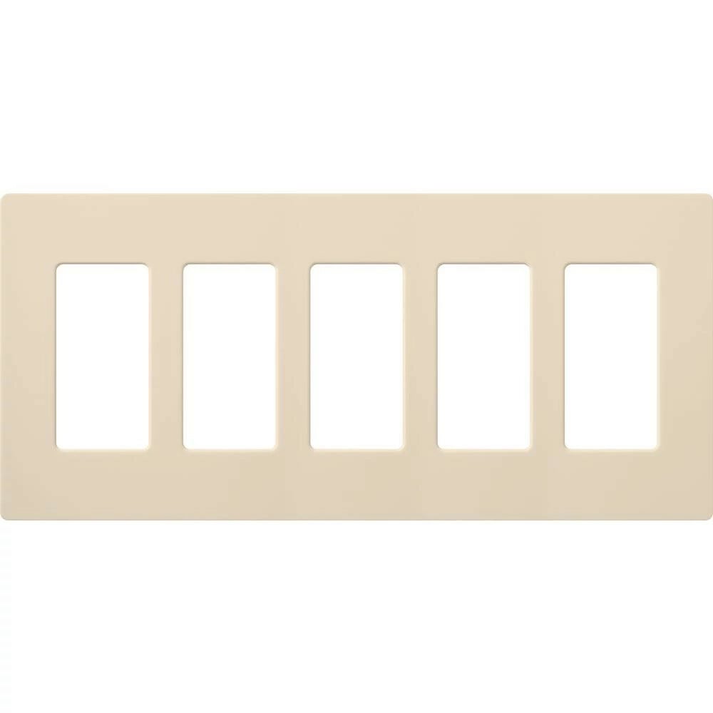 Claro Wallplate, Gloss Finish, Five-gang in light almond