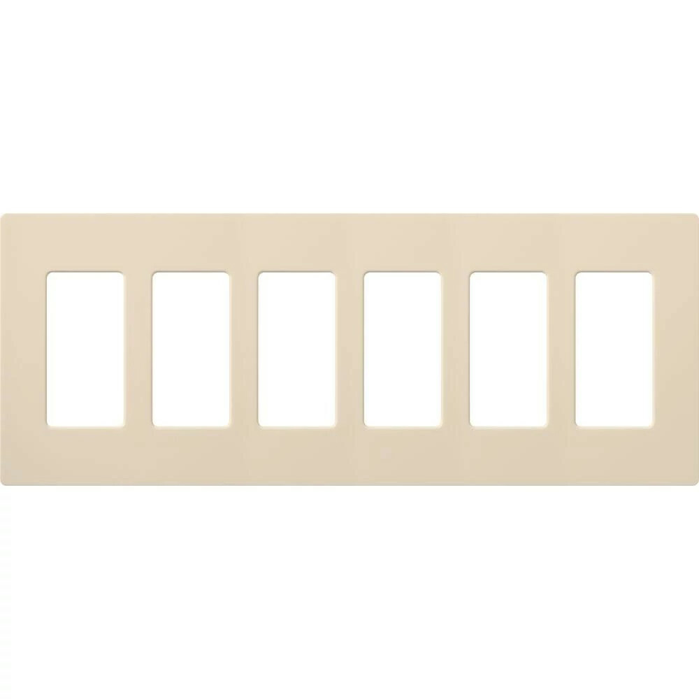 Claro Wallplate, Gloss Finish, Six-gang in light almond