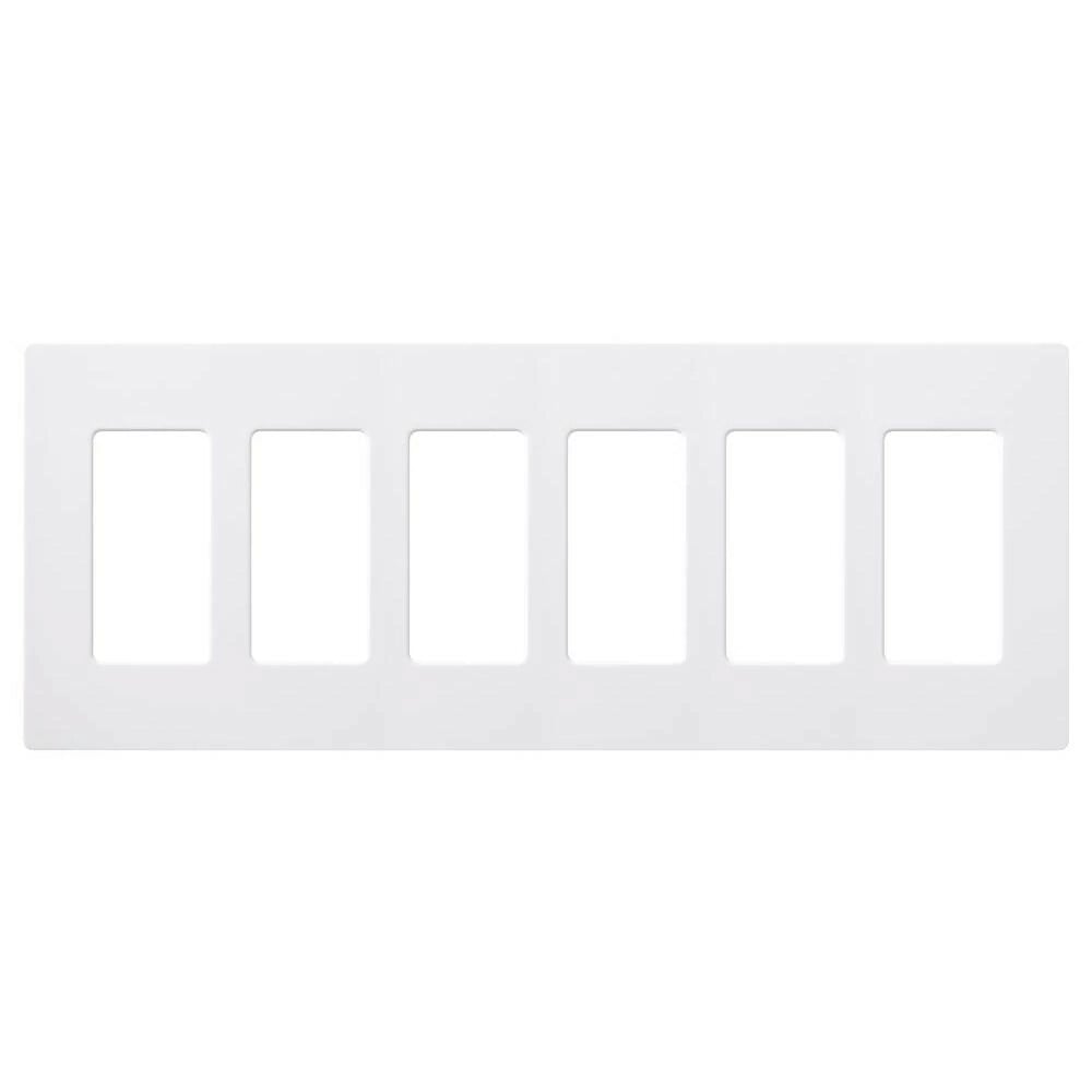 CW-6-WH Claro Wall Plate for Decorator/Designer Paddle Switches and Dimmers, 6 Gang, Gloss, White