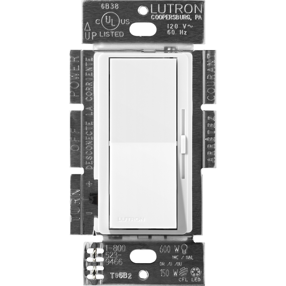 DVSCELV-300P-SW Diva ELV Dimmer Switch with Night Light, Neutral Required, 300W, 1 Pole, 120V, Snow