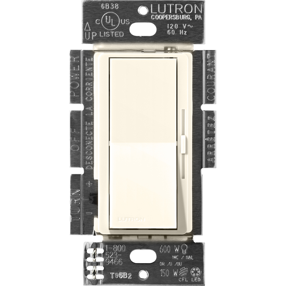 DVSCELV-303P-BI Diva ELV Dimmer Switch with Night Light, 300W, 1 Pole/3-Way, Neutral Required, 120V, Biscuit